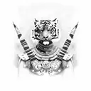 Aztec warrior with tiger tattoo design idea