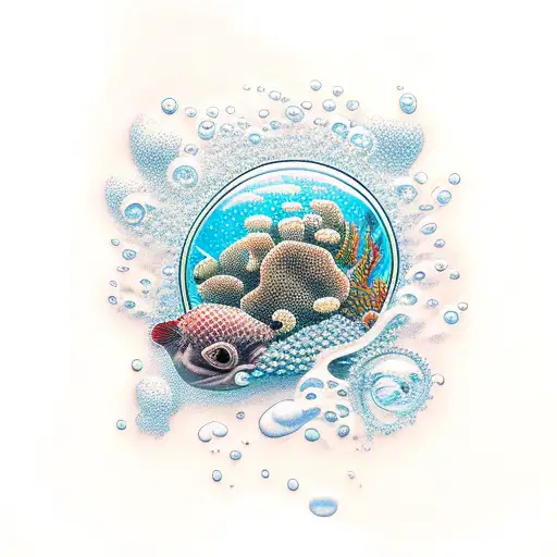 underwater breathing scuba  bubbles tattoo design idea