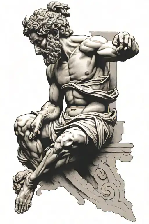 michelangelos david split into greek tattoo design idea