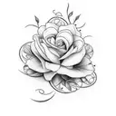 amapola flower with the name "elizabeth" in the leaf tattoo design idea
