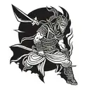 warrior wielding tattoo design idea