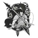 warrior wielding tattoo design idea