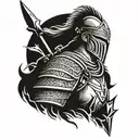 warrior wielding tattoo design idea