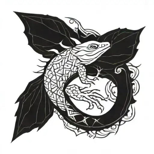 Axolotl Japanese Style Tribal Arm tattoo design idea