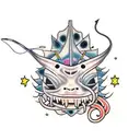 patchwork containing an angler fish tattoo design idea