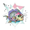 patchwork containing an angler fish tattoo design idea