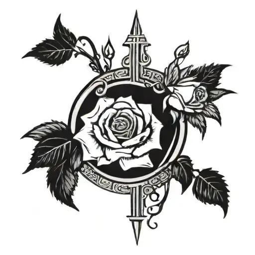 roman Numerals 05/01/1987 roses around it dead family member tattoo design idea