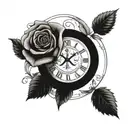 roman Numerals 05/01/1987 with roses around it dead family member tattoo design idea