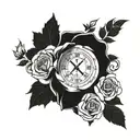 roman Numerals 05/01/1987 with roses around it dead family member tattoo design idea