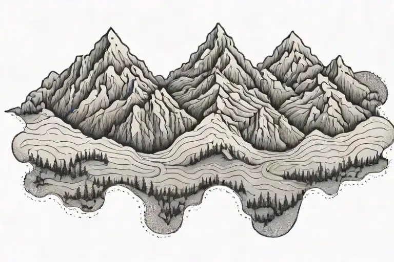 topographic map mountain landscape tattoo design idea