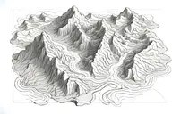 topographic map mountain landscape with river flowing tattoo design idea