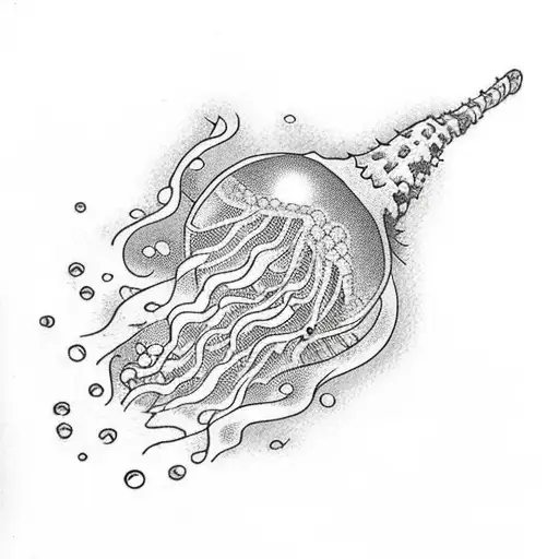 fire jellyfish swimming in the forest tattoo design idea