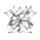 Three Triangles Overlapping. One triangle is shaded. A circle around the triangles. tattoo design idea