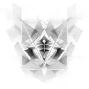 Three Triangles Overlapping. One triangle is shaded. A circle around the triangles. tattoo design idea