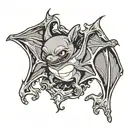 bat hanging upside tattoo design idea