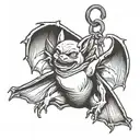 bat hanging upside tattoo design idea
