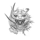 crawling dinosaur's skeleton tattoo design idea