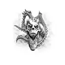 crawling dinosaur's skeleton tattoo design idea