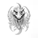 crawling dinosaur's skeleton tattoo design idea