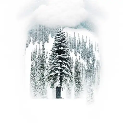 Amidst the fury of a raging storm, a colossal pine tree stands as a symbol of unwavering strength and resilience.  tattoo design idea