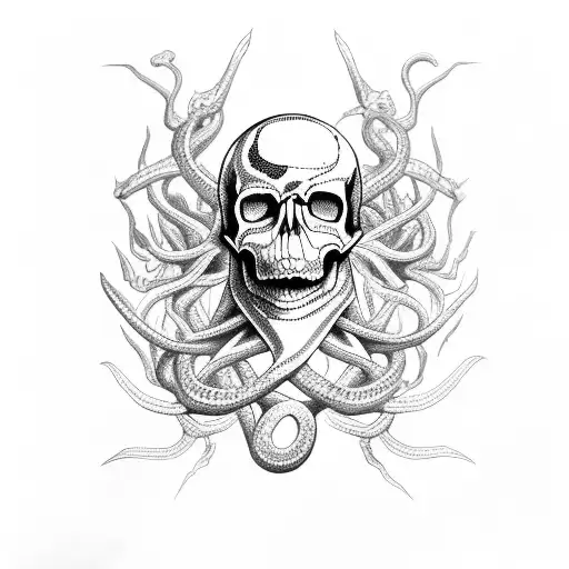 snakes spiders and skulls tattoo design idea