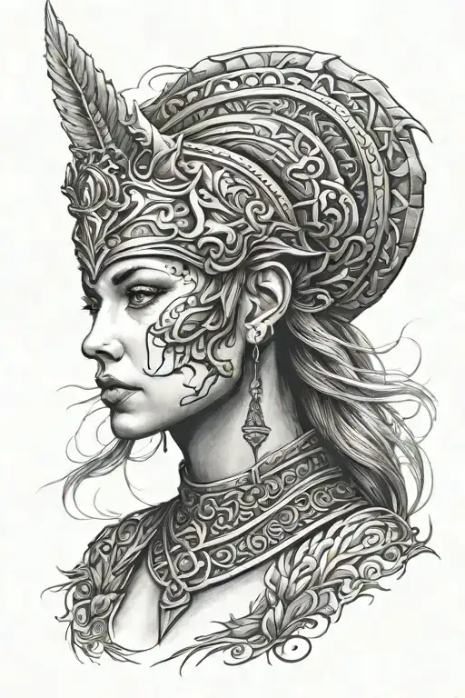 female warrior face tattoo design idea