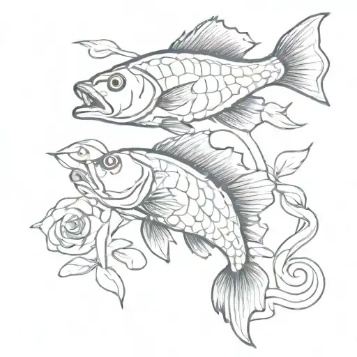 bass fish and a cross intertwined tattoo design idea