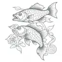 bass fish and a cross intertwined tattoo design idea