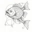 bass fish and a cross intertwined tattoo design idea