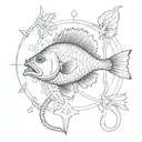 bass fish and a cross intertwined tattoo design idea