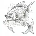 bass fish and a cross intertwined tattoo design idea