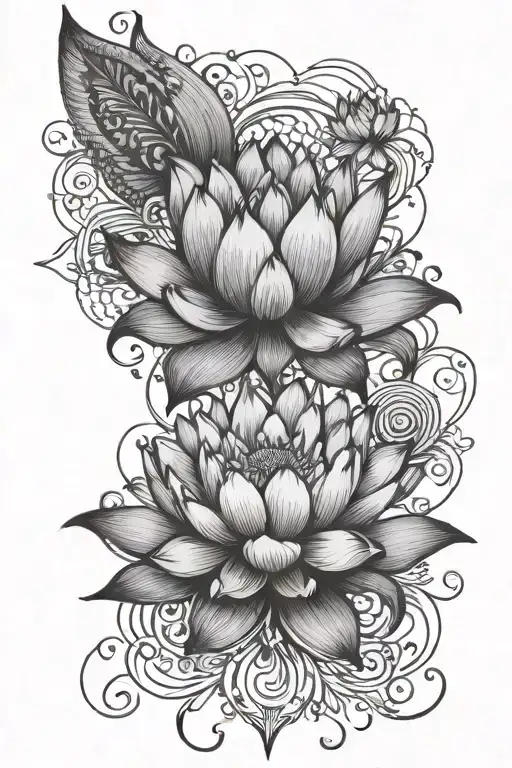 lotus flower with quote "Strength is what we gain from the madness we survive" tattoo design idea