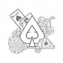 King of Spades card, Ace of Clubs, Dollars, Chips, Gun tattoo design idea