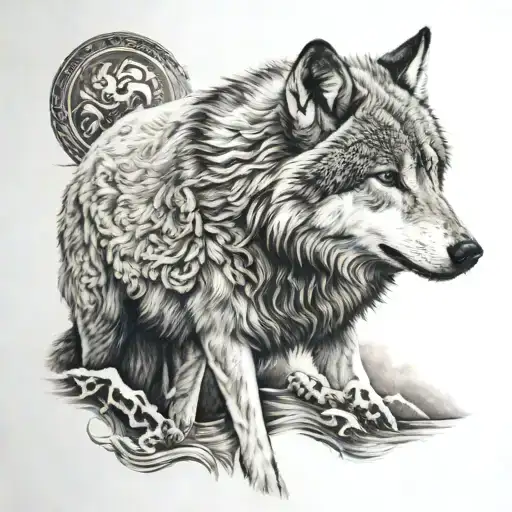 Wolf with sheep's skin tattoo design idea