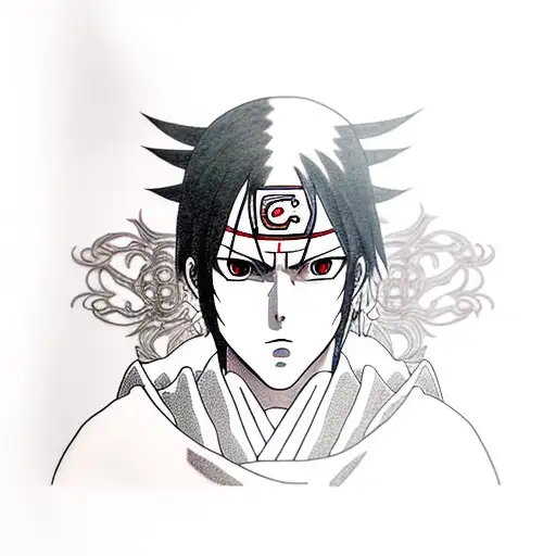 itachi uchiha from manga, without horns tattoo design idea