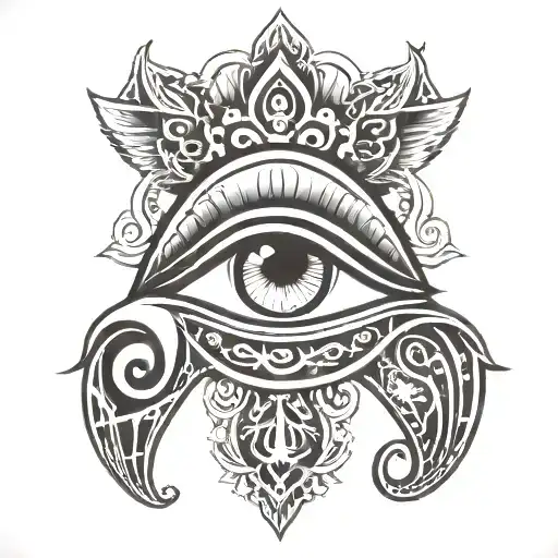 the eye of horus in black and white tattoo design idea