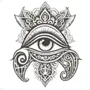 the eye of horus in black and white tattoo design idea