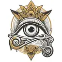 the eye of horus in black and white tattoo design idea