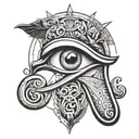 the eye of horus in black and white tattoo design idea
