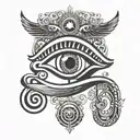 the eye of horus in black and white tattoo design idea