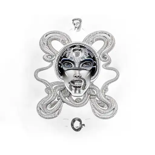 versace medua head with snakes tattoo design idea