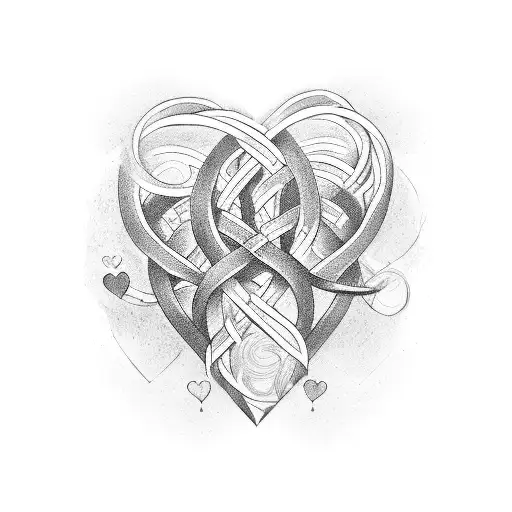 Two hearts intertwined with the words ANIMA GEMELLA tattoo design idea
