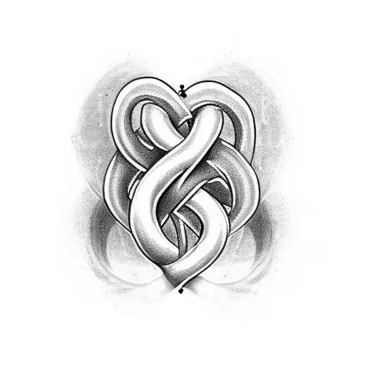 Two hearts intertwined surounded by the words ANIMA GEMELLA tattoo design idea