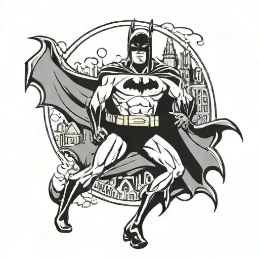 scooby doo and batman 1966s silhoutte standing inside tattoo design idea