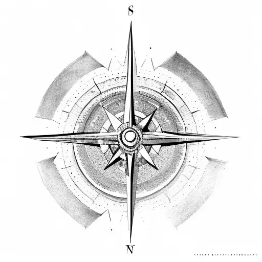 minimalist compass with spartan helmet tattoo design idea