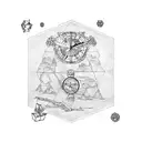 Treasure map tattoo design idea