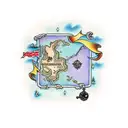 Treasure map tattoo design idea