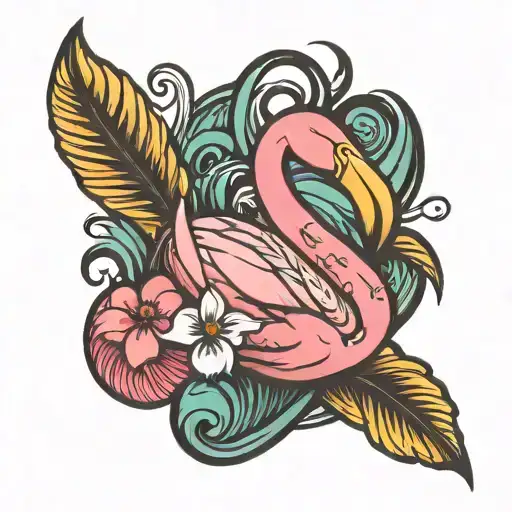 inflatable flamingo tattoo design idea