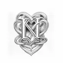 1994 with the letter k and heart tattoo design idea