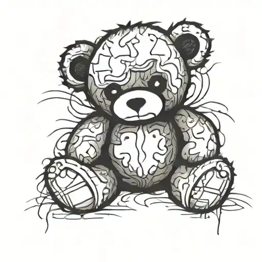 sad torn teddy bear  tattoo design idea